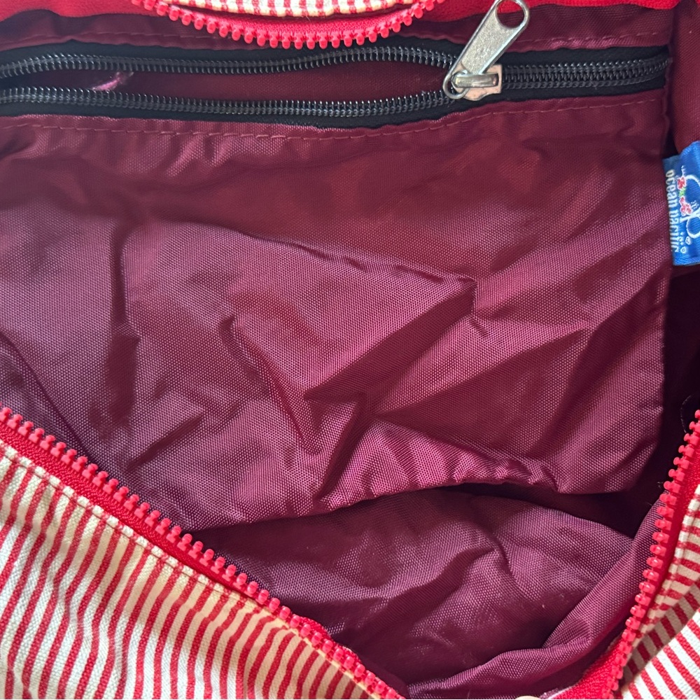 Vintage OP Ocean Pacific Red Striped Women’s Shoulder Sling Tote Bag Surfer Girl - Picture 4 of 15